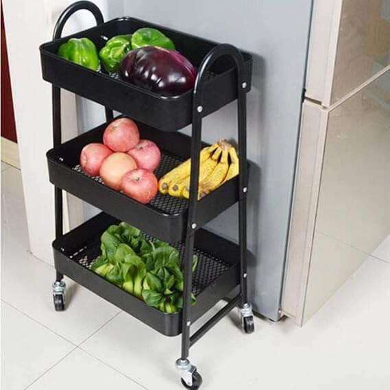 3 Tier Metal Rolling Utility Organizer Rack
