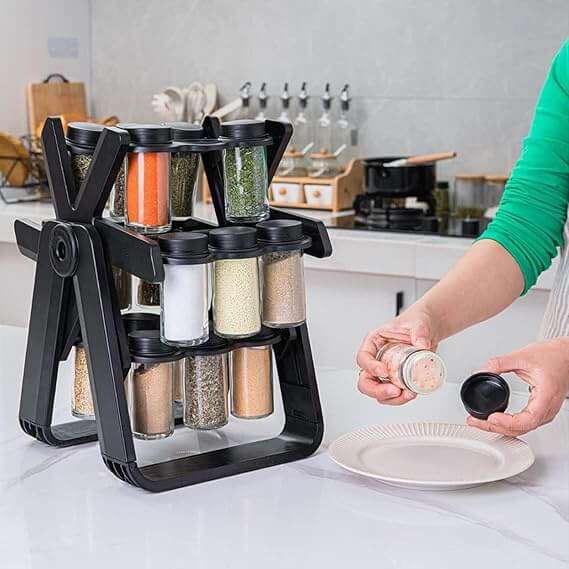 360 Degree Rotating Spice Rack Set with 18 Spice Jars