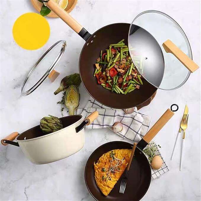 7 Piece Non Stick Refined iron Cookware Set