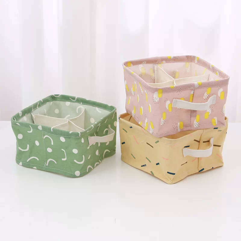 Fabric Storage Box with 4 Compartments
