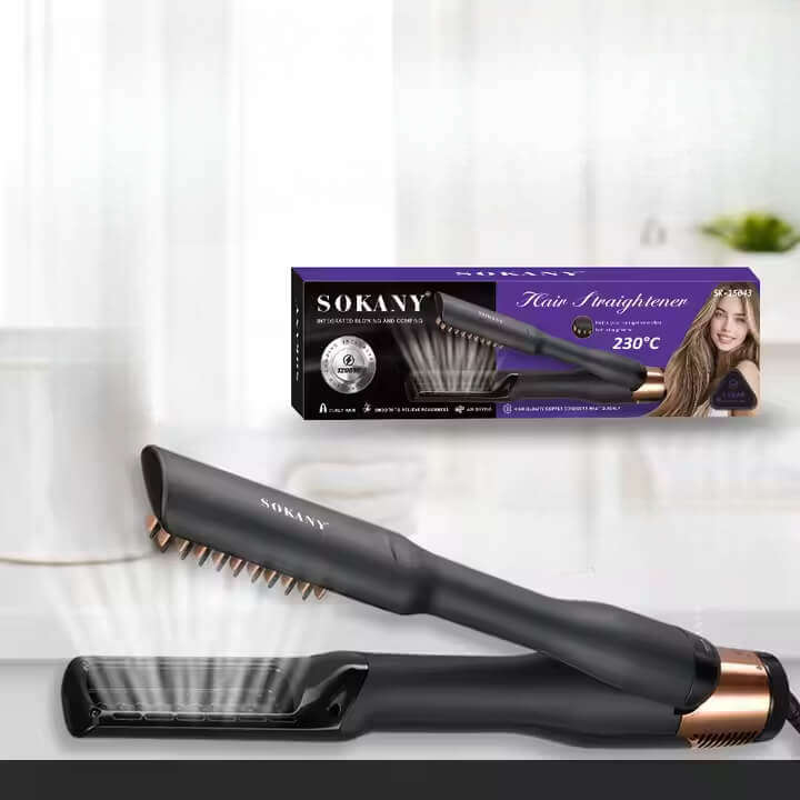 Hair Straightener with Steam Integrated Blowing and Combing
