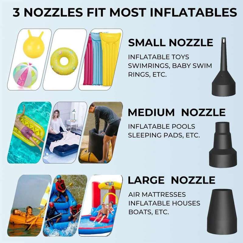 Portable Fast Inflatable Air Pump With 3 Nozzles