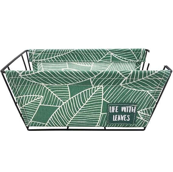Canvas Storage Basket Metal Holder Desk Table Organizer
