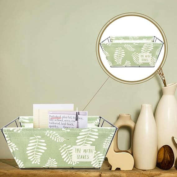 Canvas Storage Basket Metal Holder Desk Table Organizer