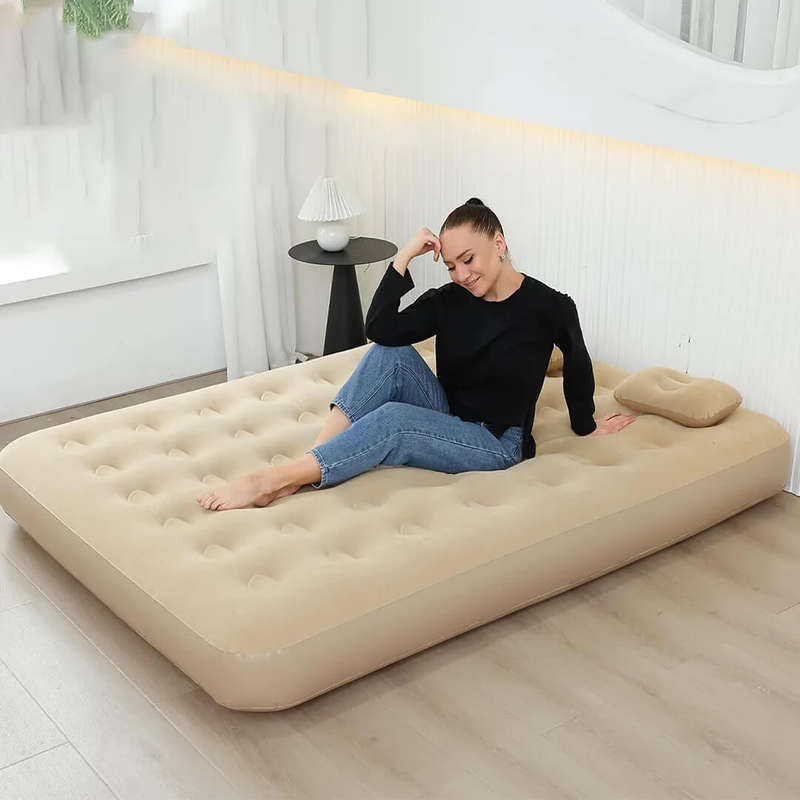 Inflatable Double Air Mattress with Built-in Pump