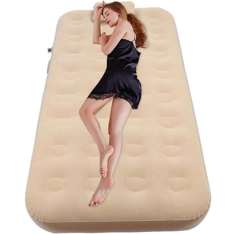 Inflatable Single Air Mattress with Built-in Pump