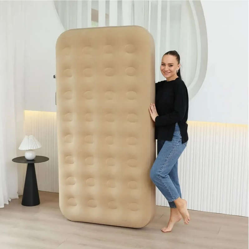 Inflatable Single Air Mattress with Built-in Pump