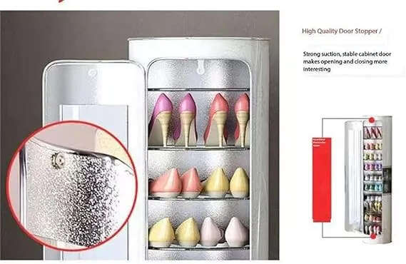 12 Layer 360 Degree Rotating Shoe Cabinet with Mirror