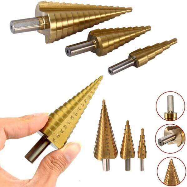 3 Piece High Speed Steel Step Drill Set
