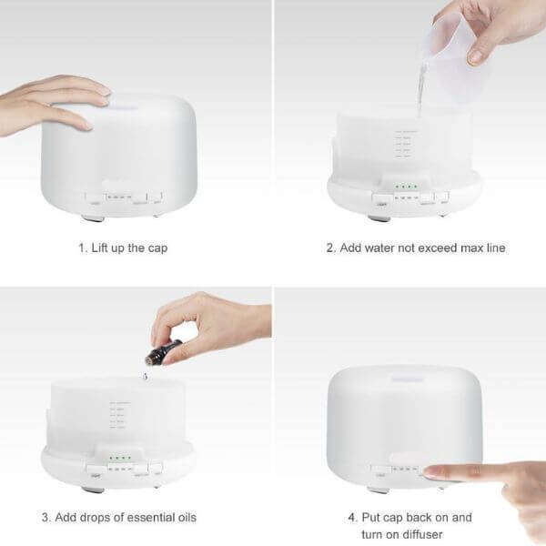 300ml Aroma Diffuser Air Humidifier Color Lamp