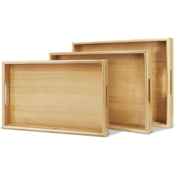3pcs Wooden Serving Tray Set