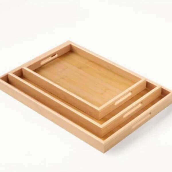 3pcs Wooden Serving Tray Set