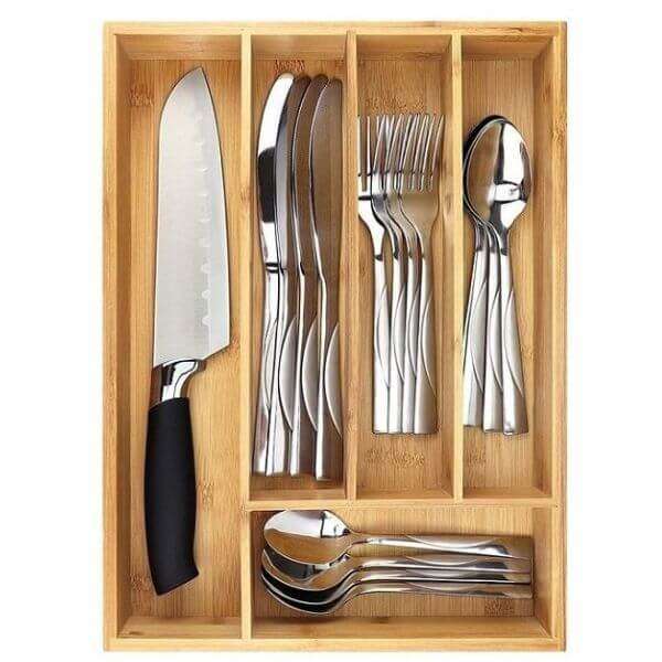 5 Compartment Bamboo Drawer Organizer