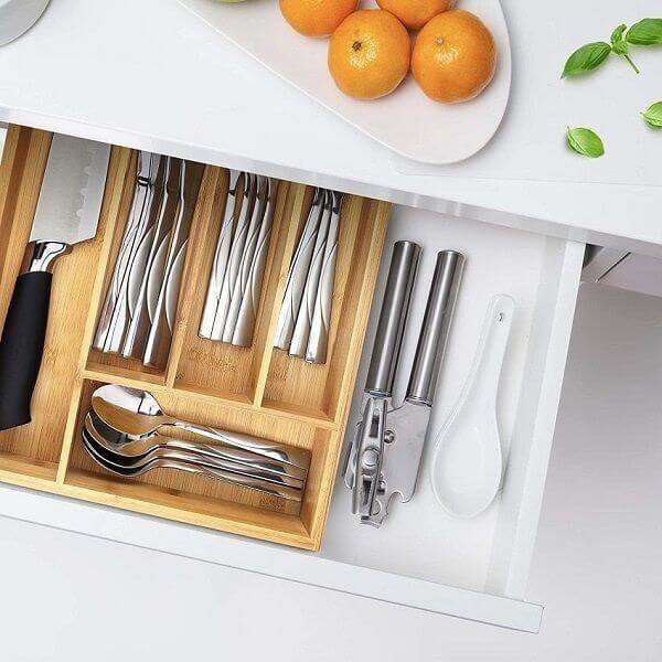 5 Compartment Bamboo Drawer Organizer