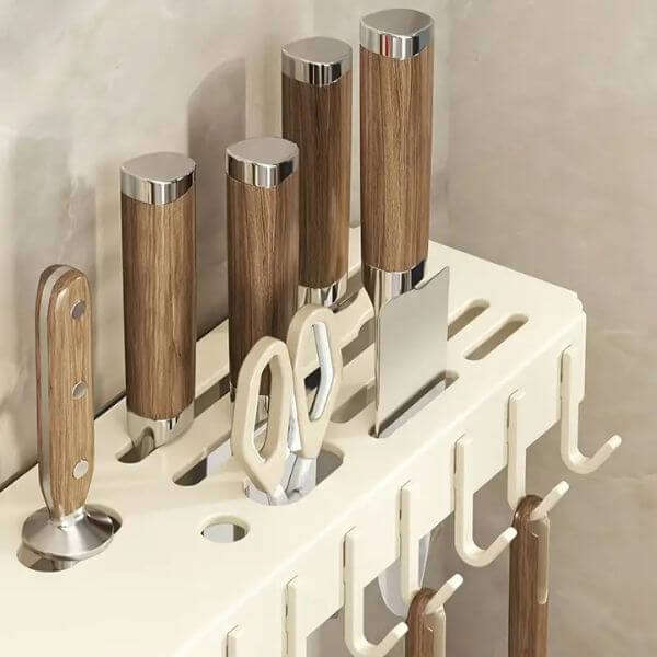 60cm Wall Mounted Multifunctional Kitchen Utensil Holder Rack