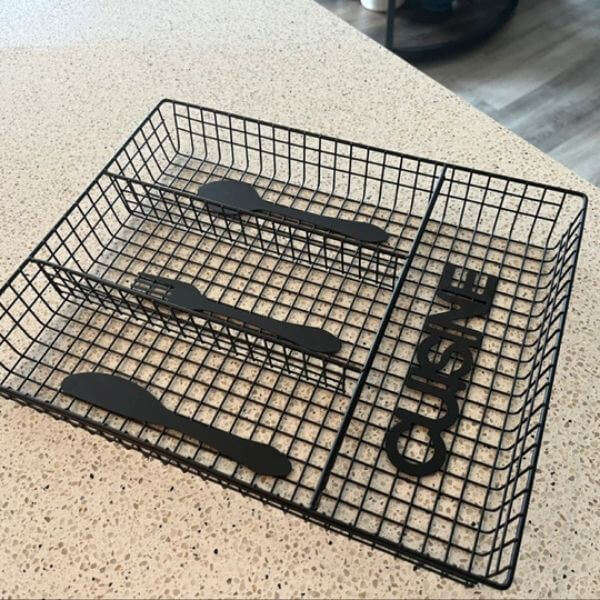 Black Metal Cutlery Organizer Tray