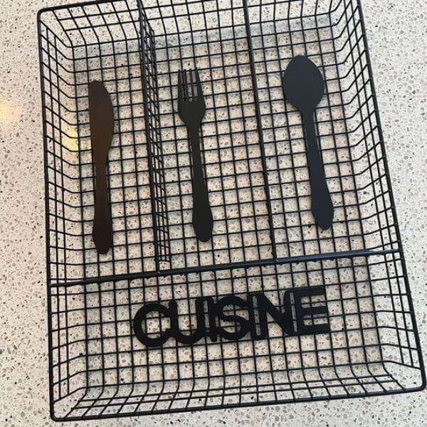 Black Metal Cutlery Organizer Tray