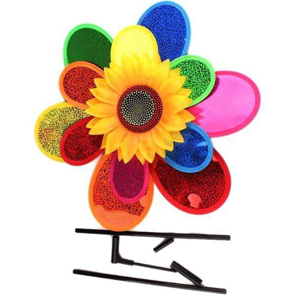 Garden Decor Rainbow Sunflower Windmill