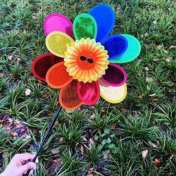 Garden Decor Rainbow Sunflower Windmill