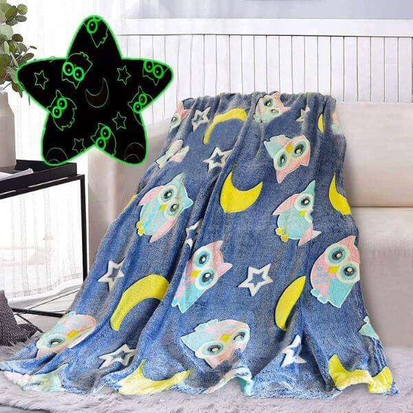Glow in The Dark Owl Throw Blanket