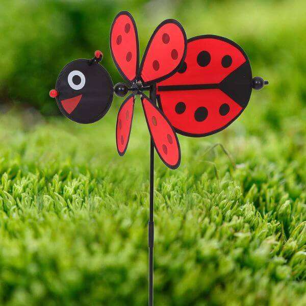 Ladybug Windmill Garden Decor