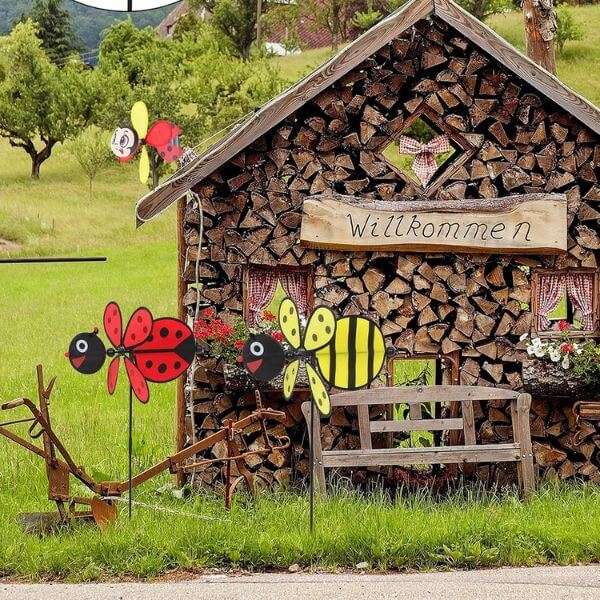 Ladybug Windmill Garden Decor
