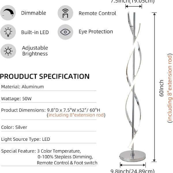 Living Room LED Color Changing Bright Floor Standing Lamp
