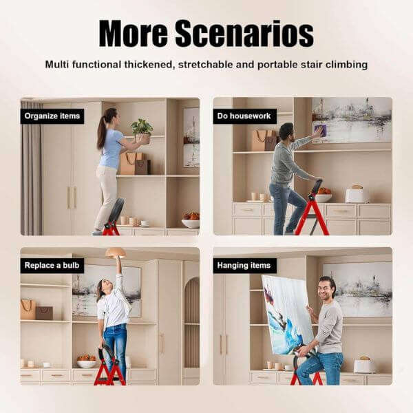 3 Step Folding Step Ladder with Wide Non Slip Pedals