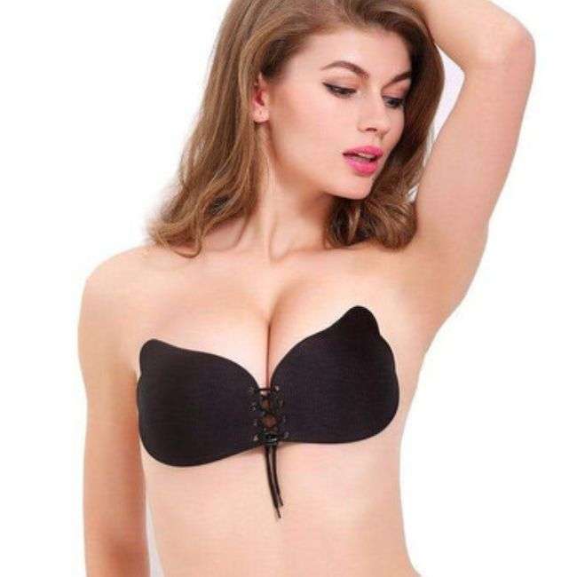 Front Draw String Cleavage Adhesive Bra