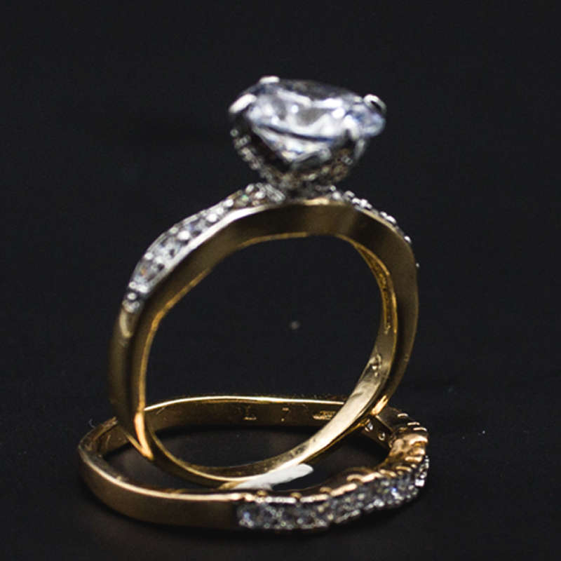 Gold Half Eternity Wedding Ring Set