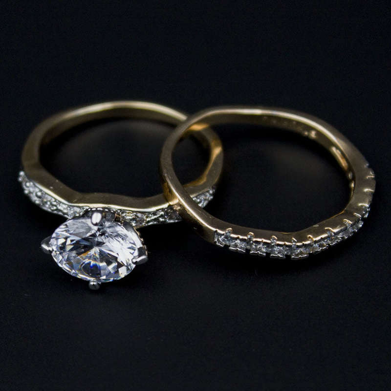 Gold Half Eternity Wedding Ring Set