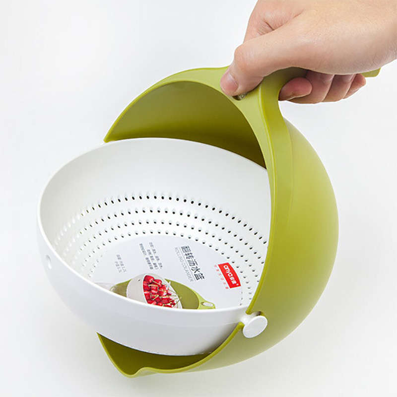 Rolling Colander Double Drain Basket Bowl
