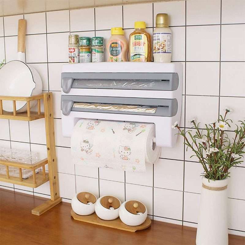 4 In 1 Wall Mounted Paper Towel Foil Wrap Dispenser