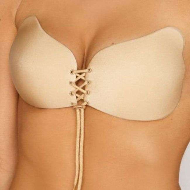 Front Draw String Cleavage Adhesive Bra
