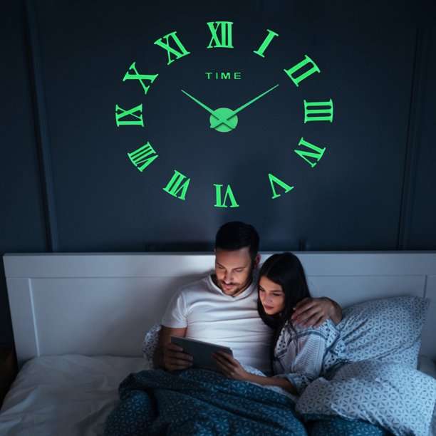Large 3D DIY Luminous Roman Numerals Clock Acrylic Wall Clock