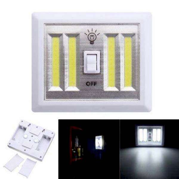 4 COB LED Night Light Switch Wall Lamp Battery Operated