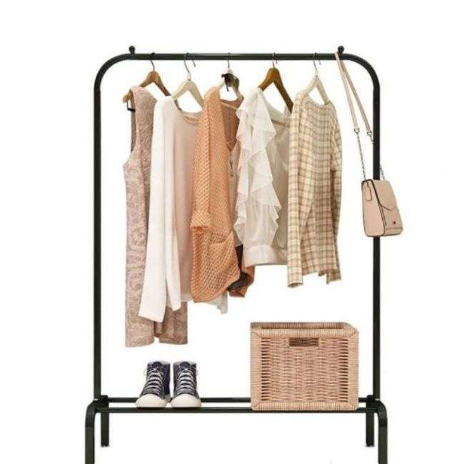 Heavy Duty Metal Clothes Hanging Rail with Shoe Rack Shelf