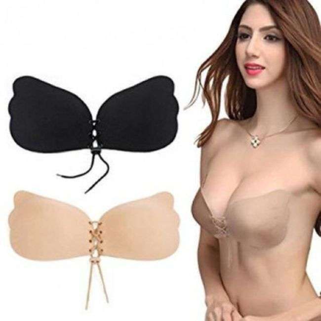 Front Draw String Cleavage Adhesive Bra
