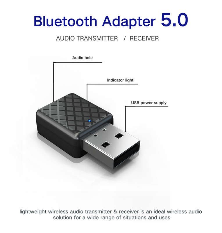 Bluetooth 5.0 Adapter USB Transmitter 2 in 1 Music Audio Receiver