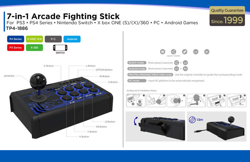 Dobe PS4 7 In 1 Arcade fightIng Stick