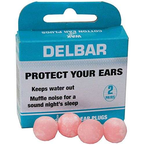DELBAR WAX & COTTON EARPLUGS (2 PAIRS)