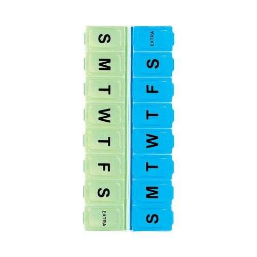 MEDIC PILL BOX 14 DAY + EXTRA GRN/BLUE