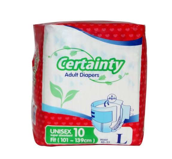 CERTAINTY ADULT DIAPERS 10 LRG
