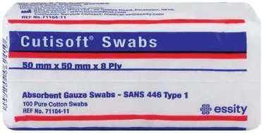 CUTISOFT GAUZE SWABS  50MM  8PLY 100