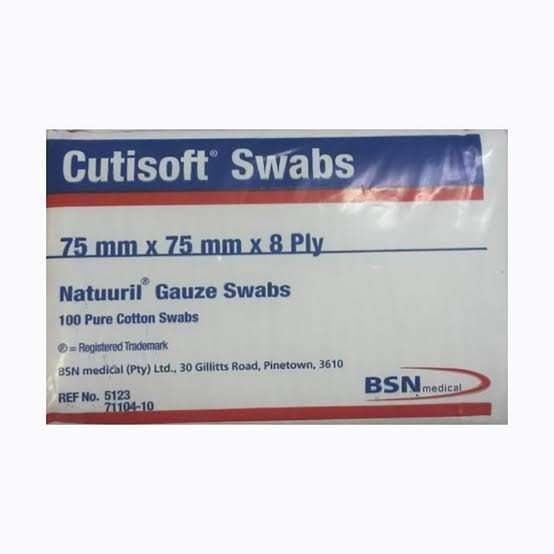 CUTISOFT GAUZE SWABS  75MM  8PLY 100
