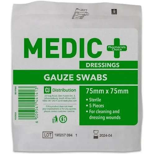 MEDIC GAUZE SWABS  75MM 8PLY 100
