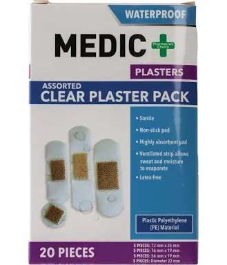 MEDIC PLASTER WPROOF ASSTD 20
