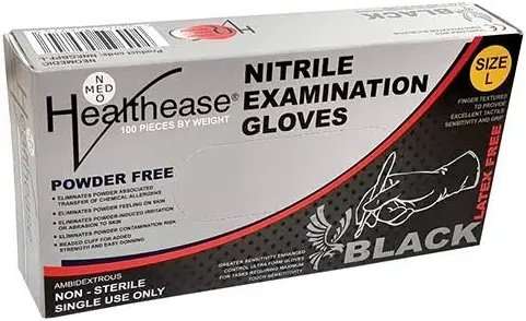 GLOVES EXAM NITRILE P/F BLK LRG 100