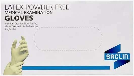 GLOVES EXAM LATEX P/F MED 100 SACLIN