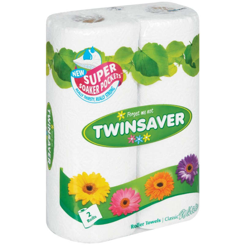 TWINSAVER ROLL TOWEL 2PLY CL/WHITE 50 SH